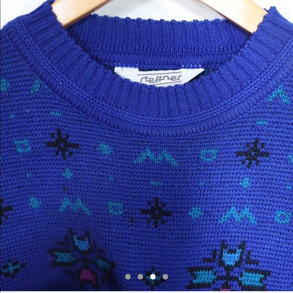 Royal Blue Vintage Steffner Ski sweater - Picture 3 of 4